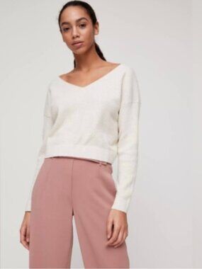Babaton Lita Longsleeve Cropped V-neck Cashmere Sweater S